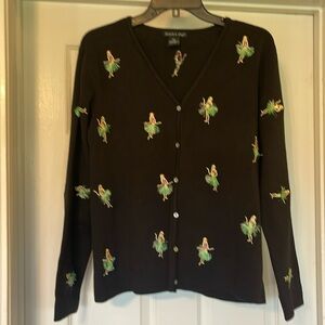 Eagle’s Eye Black Cardigan with Hula Dancers Size XL
